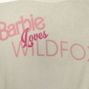 Wildfox Cream Sweater with Pink Barbie Print
